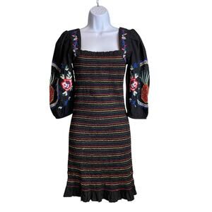 Never Fully Dressed Women’s‎ Chi Chi Dress Size 4 Floral Embroidery Puff Sleeves
